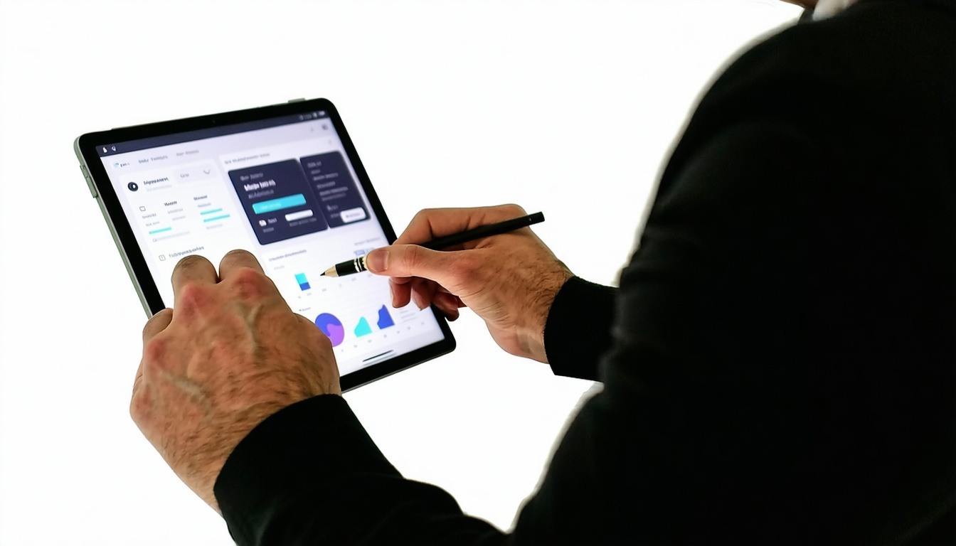 A person using online tools on a tablet